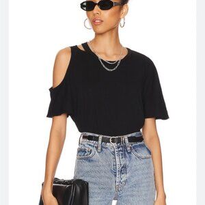 Michael Lauren Verdugo Black Short Sleeve T-shirt with Cutout Size L